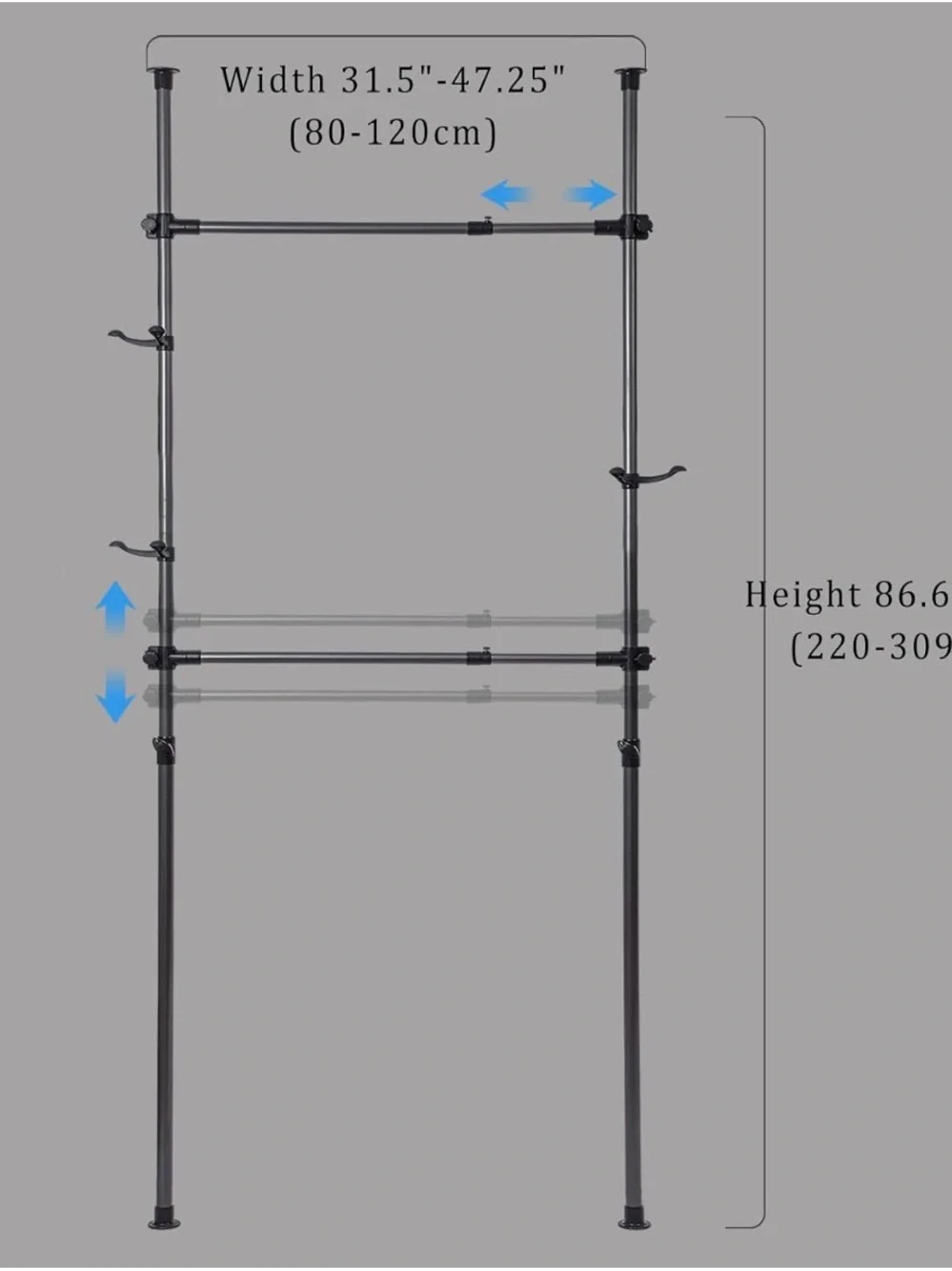 Adjustable Floor-to-Ceiling Tension Rod Garment Rack